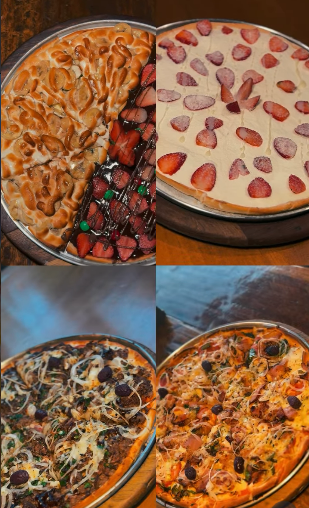 Variedade de pizzas da Monções